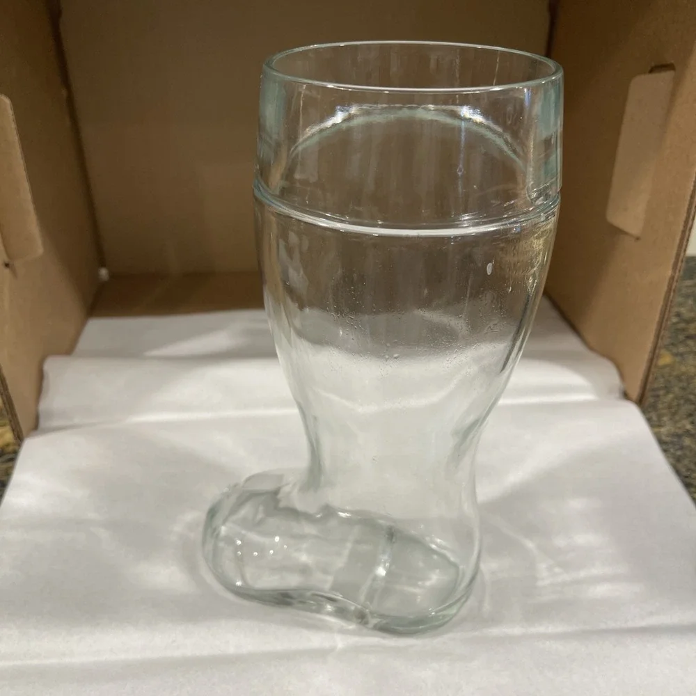 Cowboy Boot Shaped Clear Glass Mug Cup Beer Stein 10 Inches‎ Tall